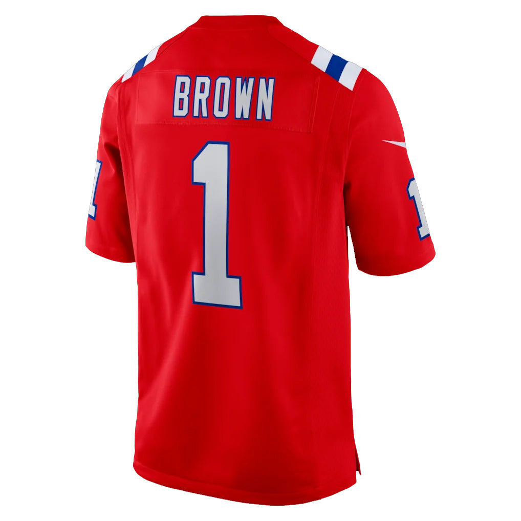 Johmsee NE.Patriots #1 A.J. Brown Player Red Home Game Stitched Jerseys