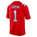 Johmsee NE.Patriots #1 A.J. Brown Player Red Home Game Stitched Jerseys
