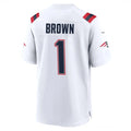 Johmsee NE.Patriots #1 A.J. Brown Player White Home Game Stitched Jerseys