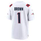 Johmsee NE.Patriots #1 A.J. Brown Player White Home Game Stitched Jerseys