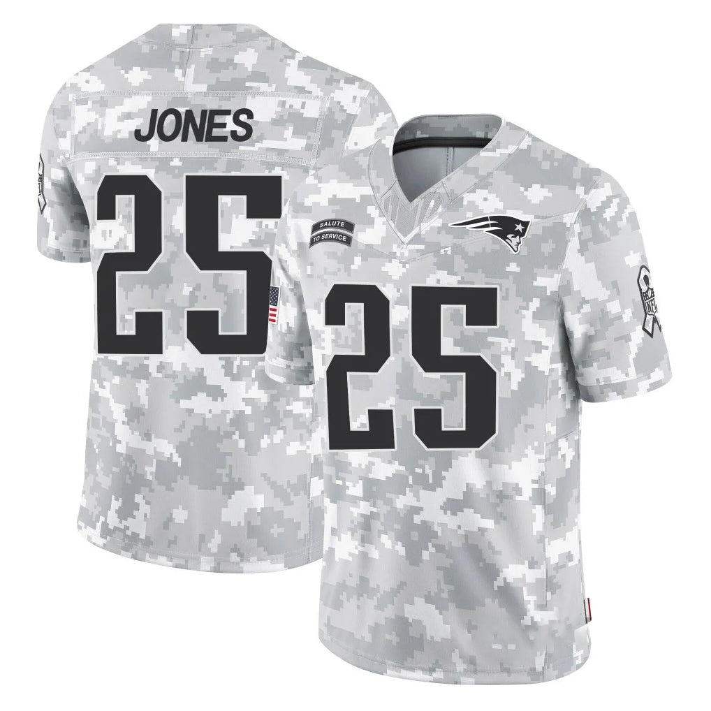 Johmsee NE.Patriots #25 Marcus Jones Player Arctic Camo Salute To Service Limited Game Stitched Jerseys