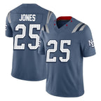 Johmsee NE.Patriots #25 Marcus Jones Player Blue Limited Rivalries Collection Home Game Stitched Jerseys