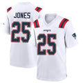 Johmsee NE.Patriots #25 Marcus Jones Player White Home Game Stitched Jerseys