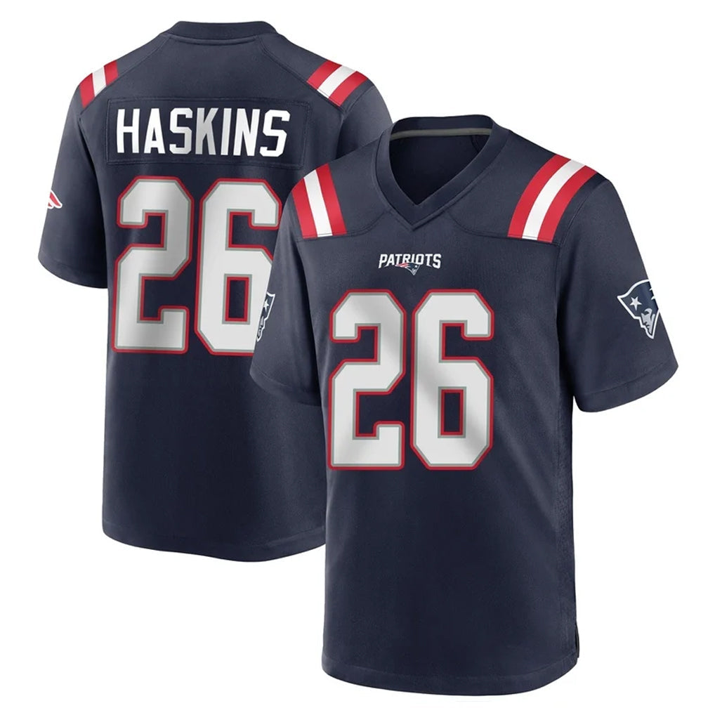 Johmsee NE.Patriots #26 Hassan Haskins Navy Home Game Stitched Jerseys