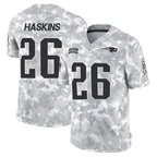 Johmsee NE.Patriots #26 Hassan Haskins Player Arctic Camo Salute To Service Limited Game Stitched Jerseys