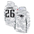 Johmsee NE.Patriots #26 Hassan Haskins Player Arctic Camo Salute to Service Pullover Hoodies Limited Game Stitched Jerseys