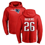 Johmsee NE.Patriots #26 Hassan Haskins Player Red LOGO Pullover Hoodies Home Game Stitched Jerseys