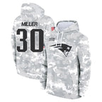 Johmsee NE.Patriots #30 Jam Miller Player Arctic Camo Salute to Service Pullover Hoodies Limited Game Stitched Jerseys