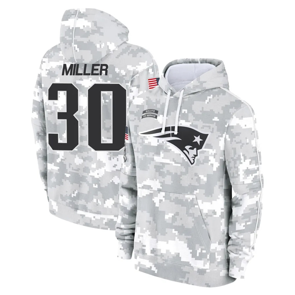 Johmsee NE.Patriots #30 Jam Miller Player Arctic Camo Salute to Service Pullover Hoodies Limited Game Stitched Jerseys