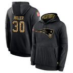Johmsee NE.Patriots #30 Jam Miller Player Black Salute to Service Hoodies Limited Game Stitched Jerseys