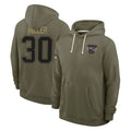 Johmsee NE.Patriots #30 Jam Miller Player Olive Salute to Service Pullover Hoodies Limited Stitched Jerseys