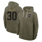 Johmsee NE.Patriots #30 Jam Miller Player Olive Salute to Service Pullover Hoodies Limited Stitched Jerseys