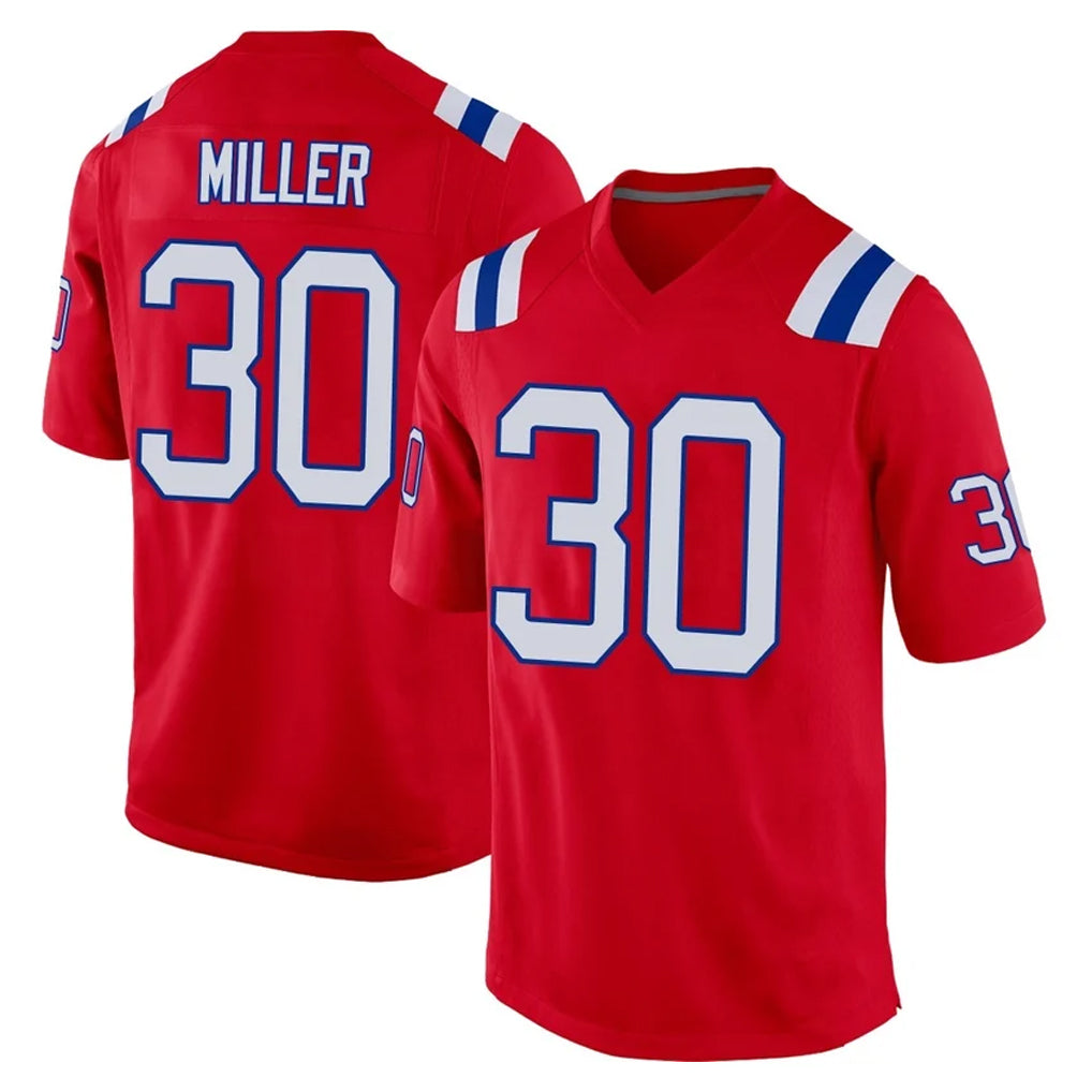 Johmsee NE.Patriots #30 Jam Miller Player Red Home Game Stitched Jerseys