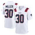 Johmsee NE.Patriots #30 Jam Miller Player White Home Game Stitched Jerseys