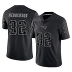 Johmsee NE.Patriots #32 TreVeyon Henderson Player Black Reflective LImited Home Game Stitched Jerseys