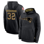 Johmsee NE.Patriots #32 TreVeyon Henderson Player Black Salute to Service Hoodies Limited Game Stitched Jerseys