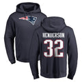 Johmsee NE.Patriots #32 TreVeyon Henderson Player Navy LOGO Pullover Hoodies Home Game Stitched Jerseys