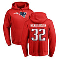 Johmsee NE.Patriots #32 TreVeyon Henderson Player Red LOGO Pullover Hoodies Home Game Stitched Jerseys