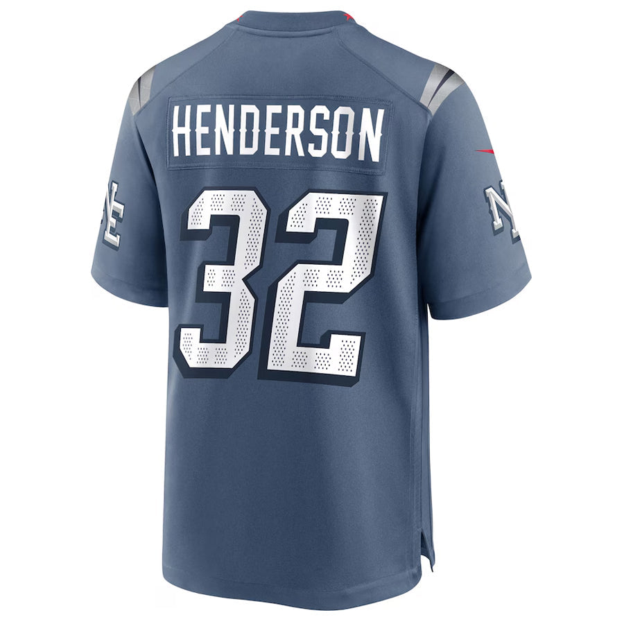 Johmsee NE.Patriots #32 TreVeyon Henderson Player Storm Blue Rivalries Collection Game Stitched Jerseys