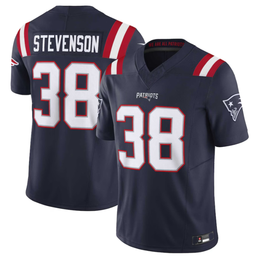 Johmsee NE.Patriots #38 Rhamondre Stevenson Navy Vapor F.U.S.E. Limited American Stitched Jerseys