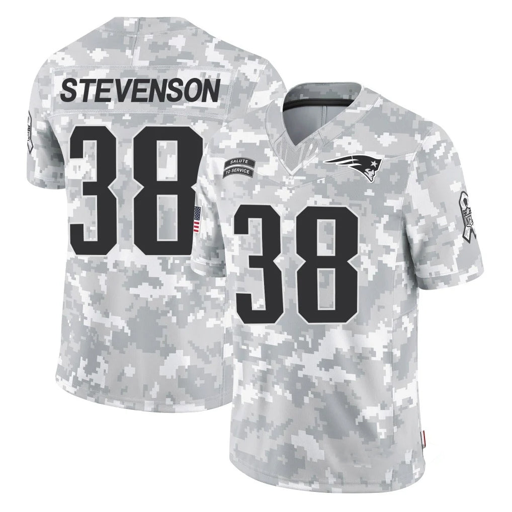 Johmsee NE.Patriots #38 Rhamondre Stevenson Player Arctic Camo Salute To Service Limited Game Stitched Jerseys