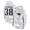 Johmsee NE.Patriots #38 Rhamondre Stevenson Player Arctic Camo Salute to Service Pullover Hoodies Limited Game Stitched Jerseys