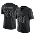 Johmsee NE.Patriots #38 Rhamondre Stevenson Player Black Reflective LImited Home Game Stitched Jerseys