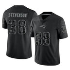 Johmsee NE.Patriots #38 Rhamondre Stevenson Player Black Reflective LImited Home Game Stitched Jerseys