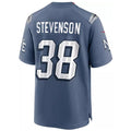 Johmsee NE.Patriots #38 Rhamondre Stevenson Player Storm Blue Rivalries Collection Game Stitched Jerseys