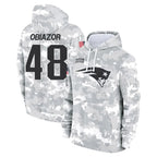 Johmsee NE.Patriots #48 Namdi Obiazor Player Arctic Camo Salute to Service Pullover Hoodies Limited Game Stitched Jerseys