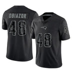 Johmsee NE.Patriots #48 Namdi Obiazor Player Black Reflective LImited Home Game Stitched Jerseys