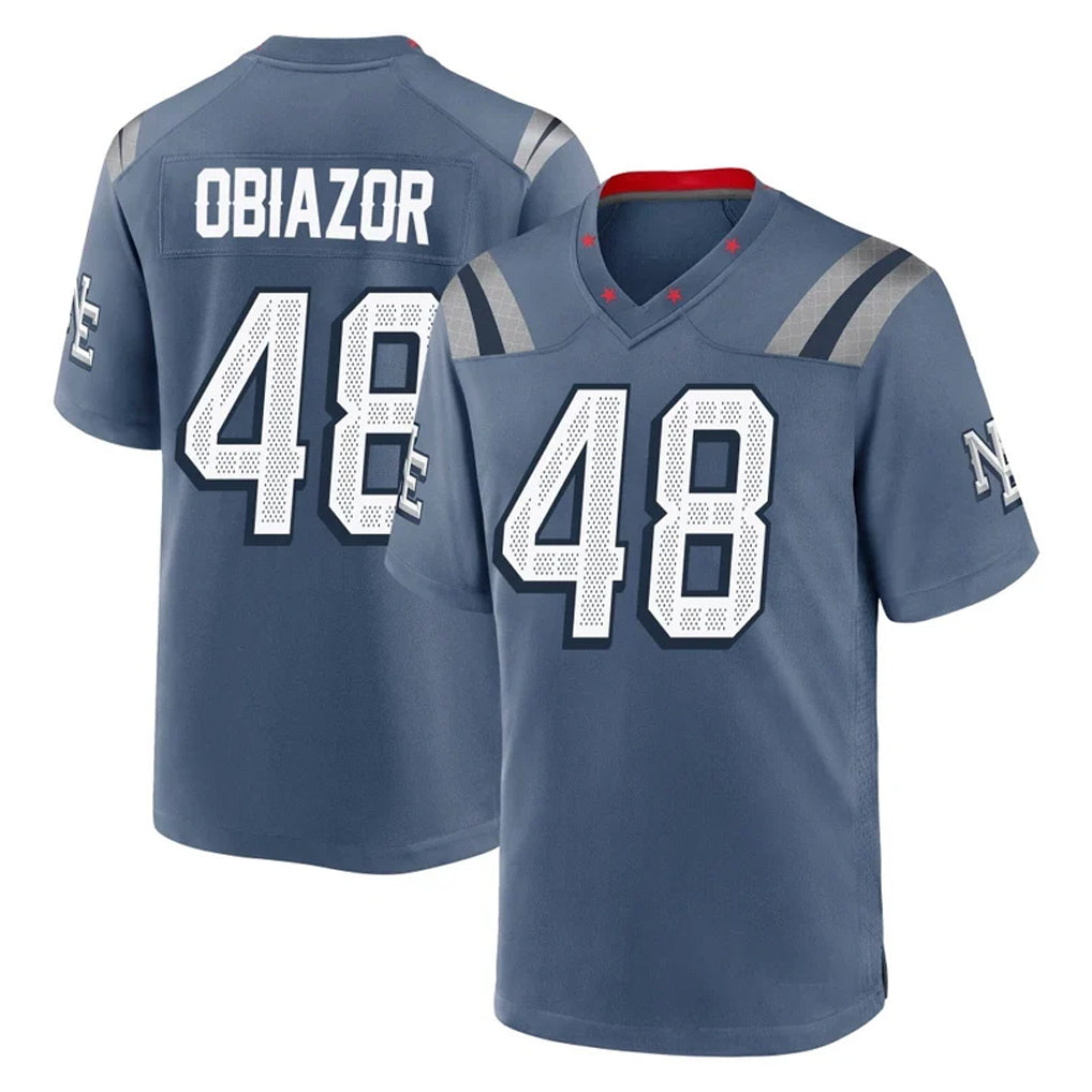 Johmsee NE.Patriots #48 Namdi Obiazor Player Blue Rivalries Collection Home Game Stitched Jerseys