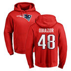 Johmsee NE.Patriots #48 Namdi Obiazor Player Red LOGO Pullover Hoodies Home Game Stitched Jerseys
