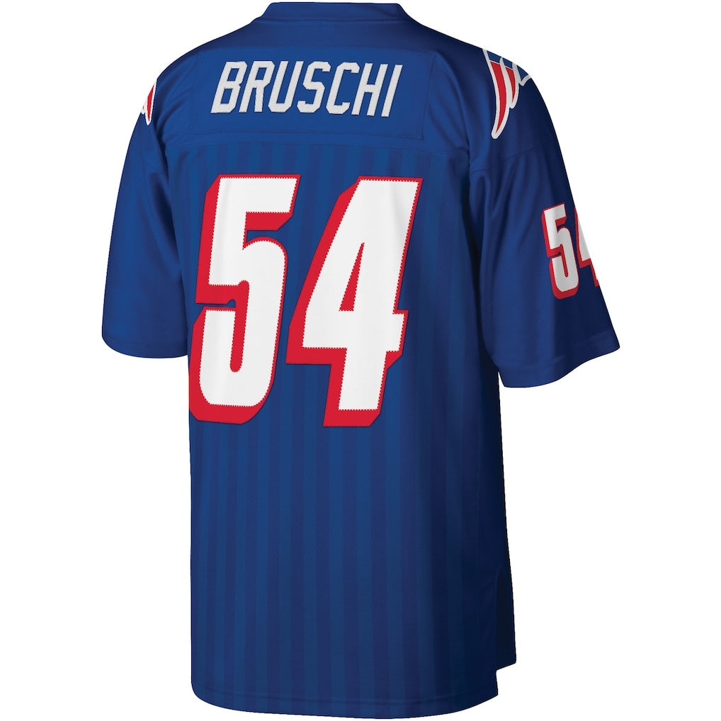 Johmsee NE.Patriots #54 Tedy Bruschi Mitchell & Ness Royal Legacy Replica Stitched Jerseys