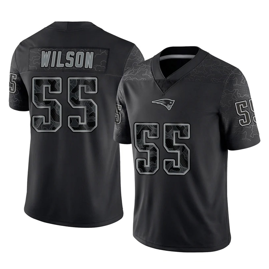 Johmsee NE.Patriots #55 Jared Wilson Player Black Reflective LImited Home Game Stitched Jerseys