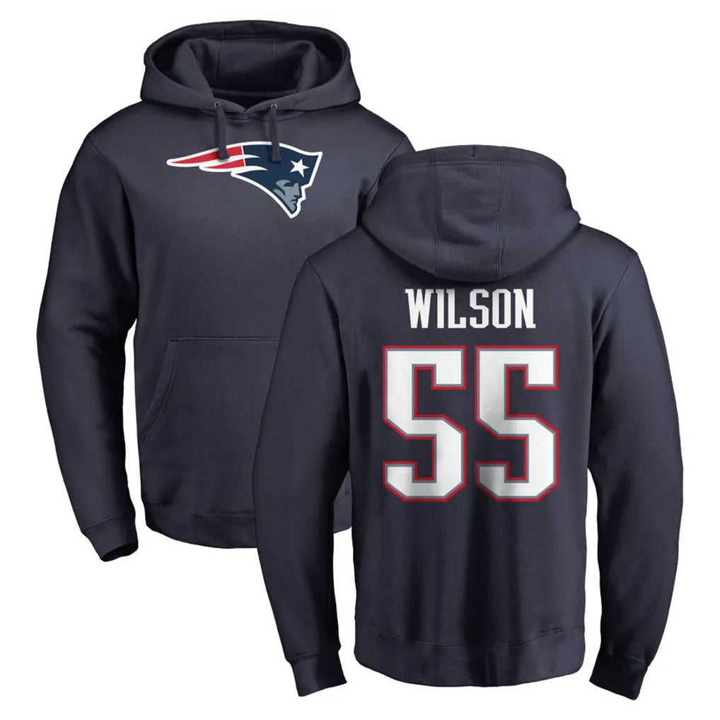 Johmsee NE.Patriots #55 Jared Wilson Player Navy LOGO Pullover Hoodies Home Game Stitched Jerseys