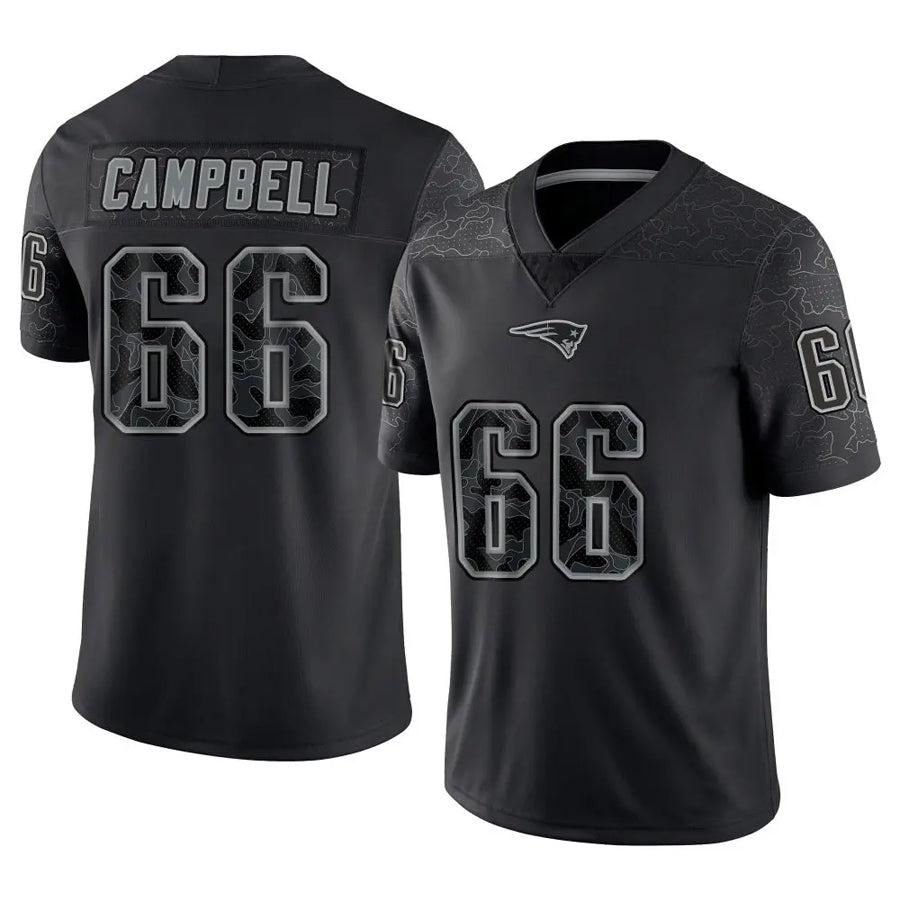 Johmsee NE.Patriots #66 Will Campbell Player Black Reflective Limited Stitched Jerseys