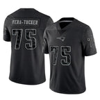 Johmsee NE.Patriots #75 Alijah Vera-Tucker Player Black Reflective LImited Home Game Stitched Jerseys