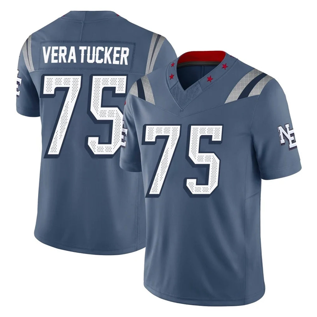 Johmsee NE.Patriots #75 Alijah Vera-Tucker Player Blue Limited Rivalries Collection Home Game Stitched Jerseys