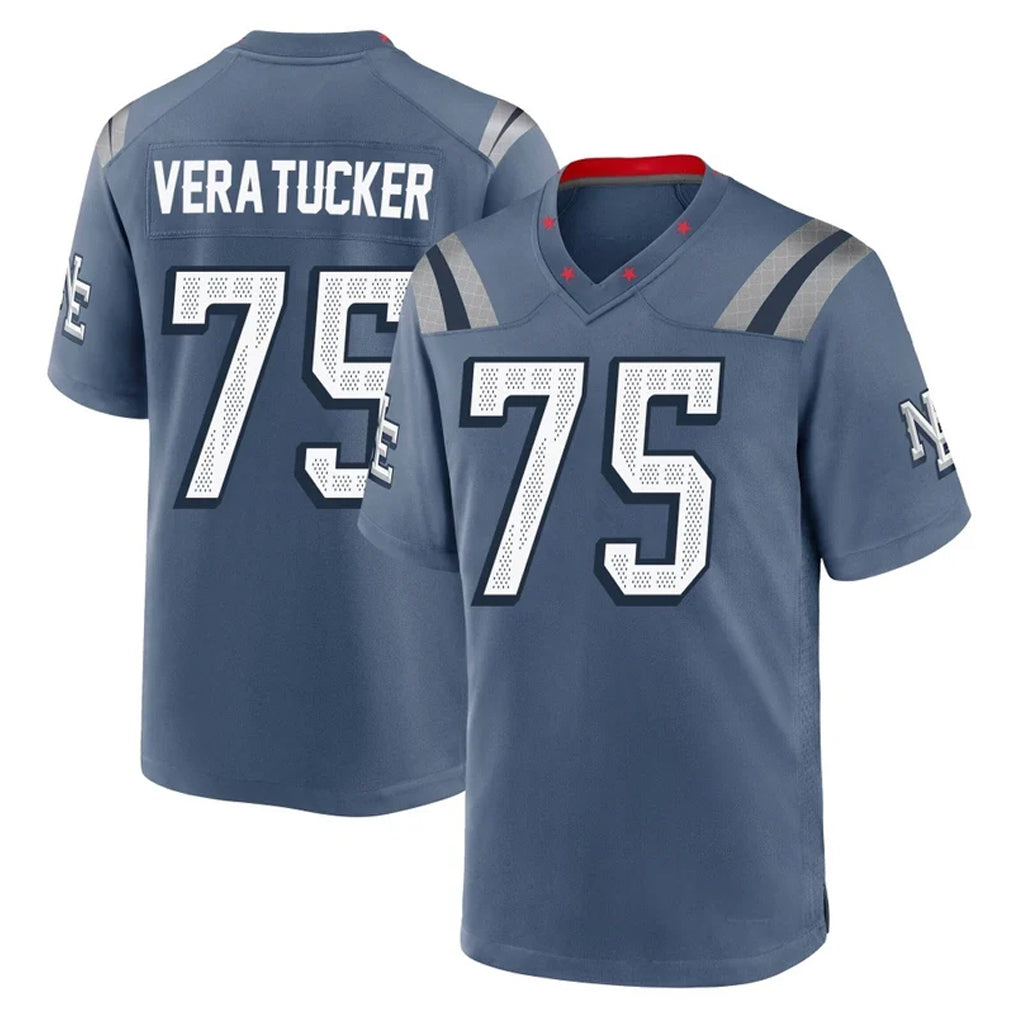Johmsee NE.Patriots #75 Alijah Vera-Tucker Player Blue Rivalries Collection Home Game Stitched Jerseys
