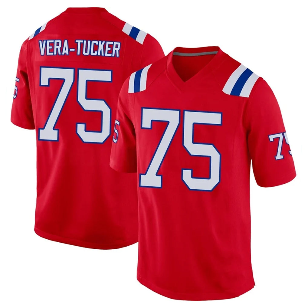 Johmsee NE.Patriots #75 Alijah Vera-Tucker Player Red Home Game Stitched Jerseys