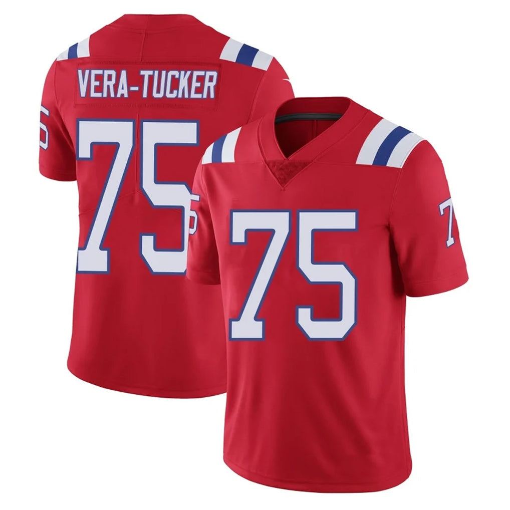Johmsee NE.Patriots #75 Alijah Vera-Tucker Player Red Vapor Untouchable Home Game Stitched Jerseys