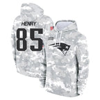 Johmsee NE.Patriots #85 Hunter Henry Player Arctic Camo Salute to Service Pullover Hoodies Limited Game Stitched Jerseys