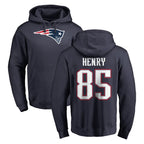 Johmsee NE.Patriots #85 Hunter Henry Player Navy LOGO Pullover Hoodies Home Game Stitched Jerseys