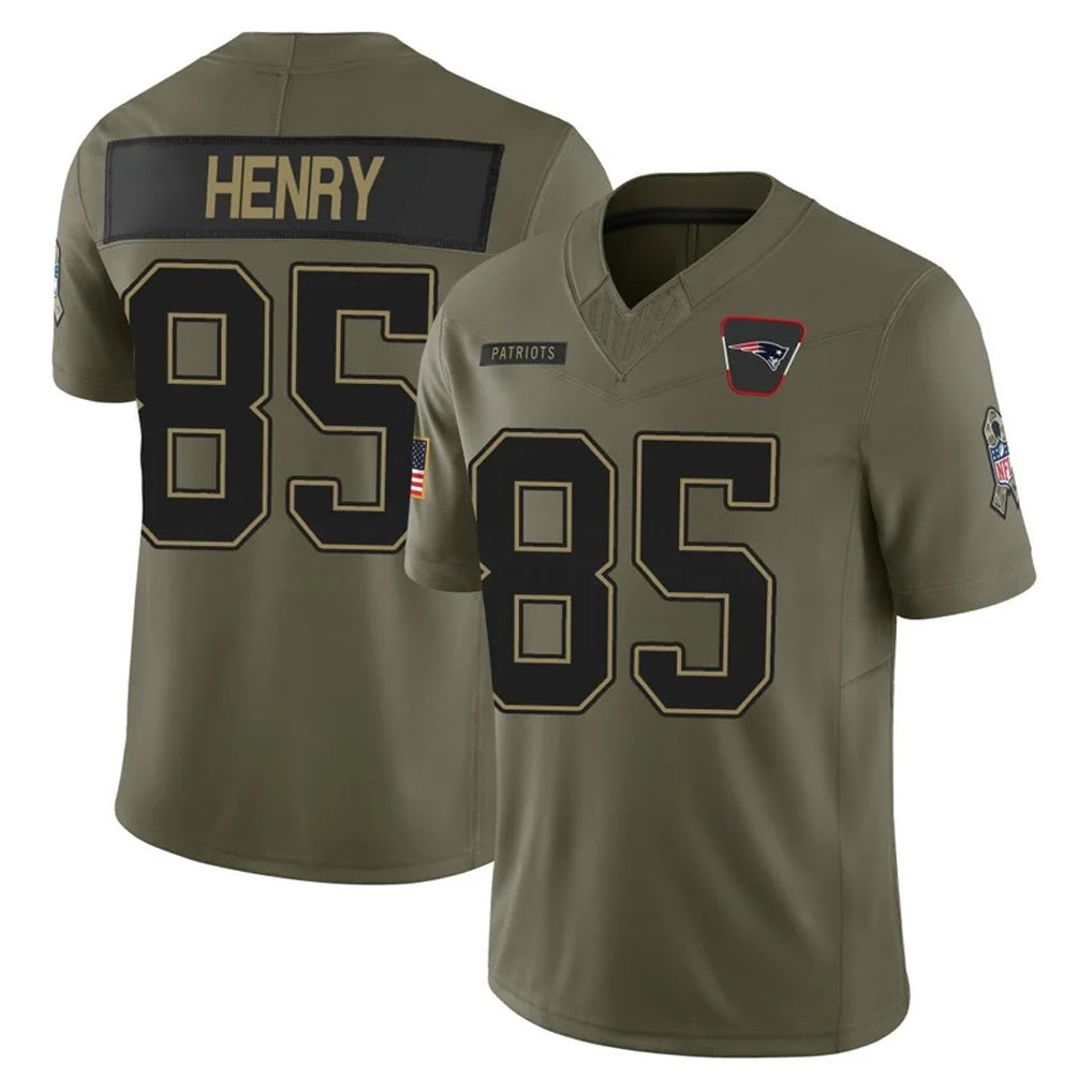 Johmsee NE.Patriots #85 Hunter Henry Player Olive 2025 Salute To Service Limited Stitched Jerseys