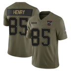 Johmsee NE.Patriots #85 Hunter Henry Player Olive 2025 Salute To Service Limited Stitched Jerseys
