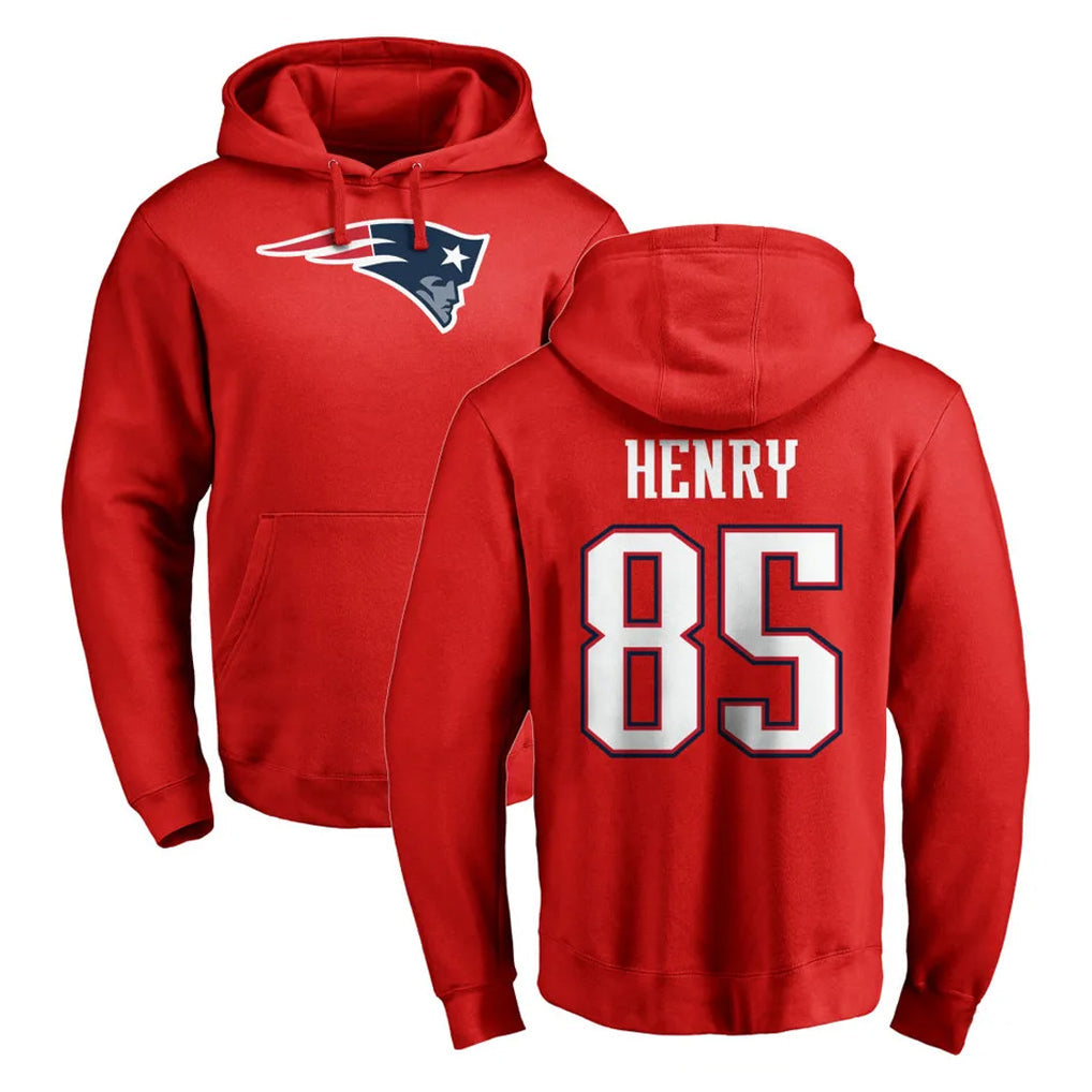 Johmsee NE.Patriots #85 Hunter Henry Player Red LOGO Pullover Hoodies Home Game Stitched Jerseys