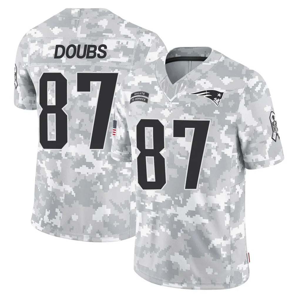 Johmsee NE.Patriots #87 Romeo Doubs Player Arctic Camo Salute To Service Limited Game Stitched Jerseys