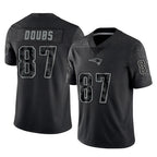 Johmsee NE.Patriots #87 Romeo Doubs Player Black Reflective LImited Home Game Stitched Jerseys
