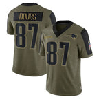 Johmsee NE.Patriots #87 Romeo Doubs Player Olive Salute To Service Limited Stitched Jerseys
